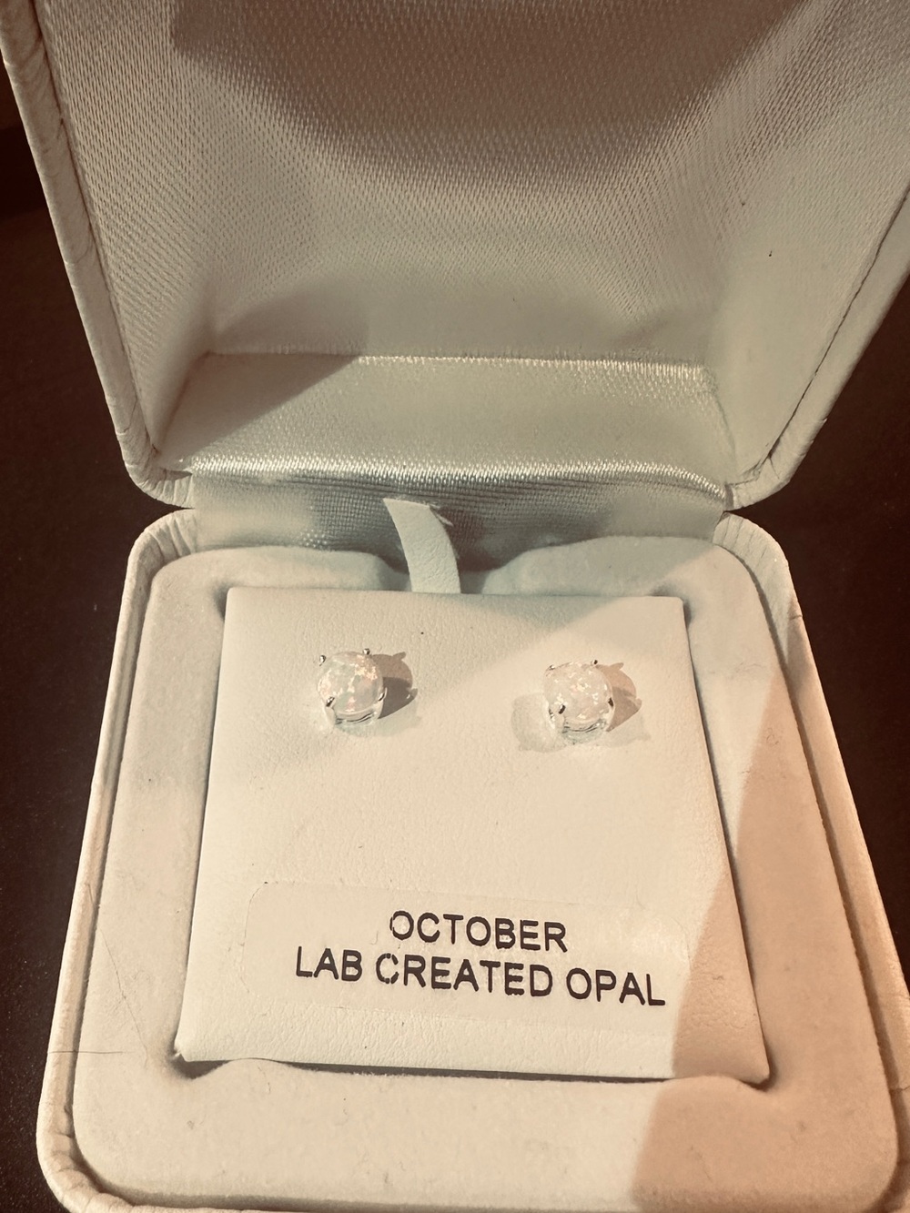 Lab-Created Opal Stud Earrings - White Opal